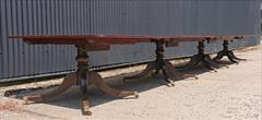 1825 Four pedestal Antique Dining Table 21 feet long 51w 28h each end 41¼ one middle 46¾ one middle 48 the leaves are all 25½ each _5.JPG